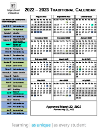Current Traditional Calendar
